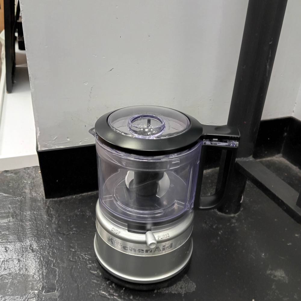 KitchenAid Silver Mini Food Chopper with Clear Hopper and Black Handle